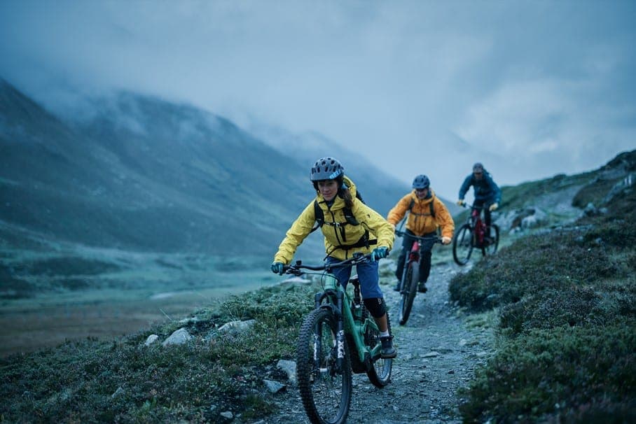 Three riders braving the elements. There's no bad weather,  just bad kit