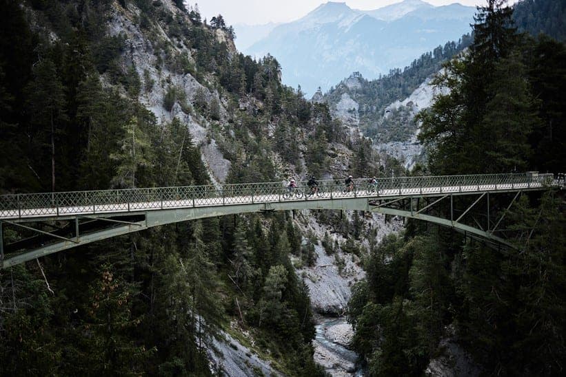 Riding over the Stunning Rhine Gorges on our Alpine Circle Ruta Vest in Graubunden (Grisons)