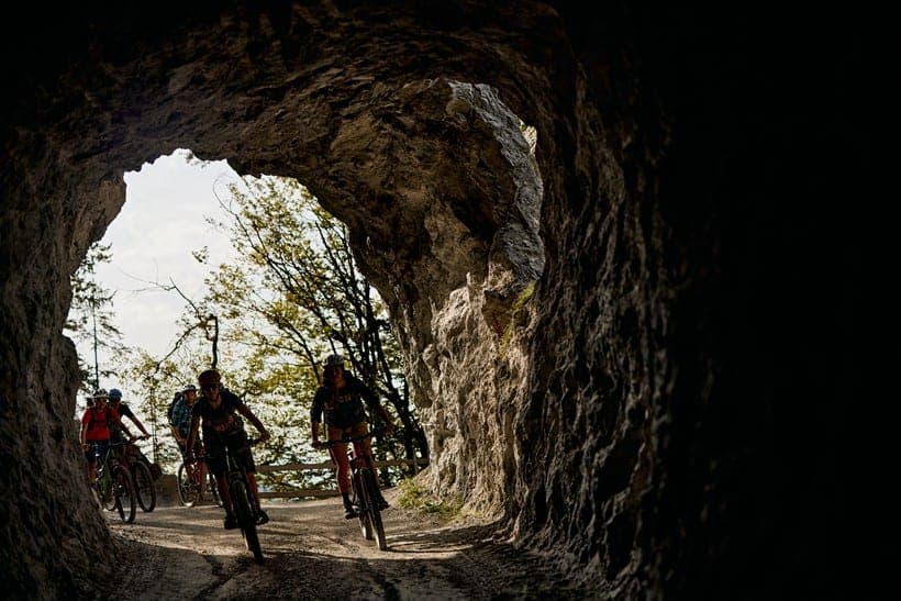 Riding through the ancient rocky formations of the Kunkelspass