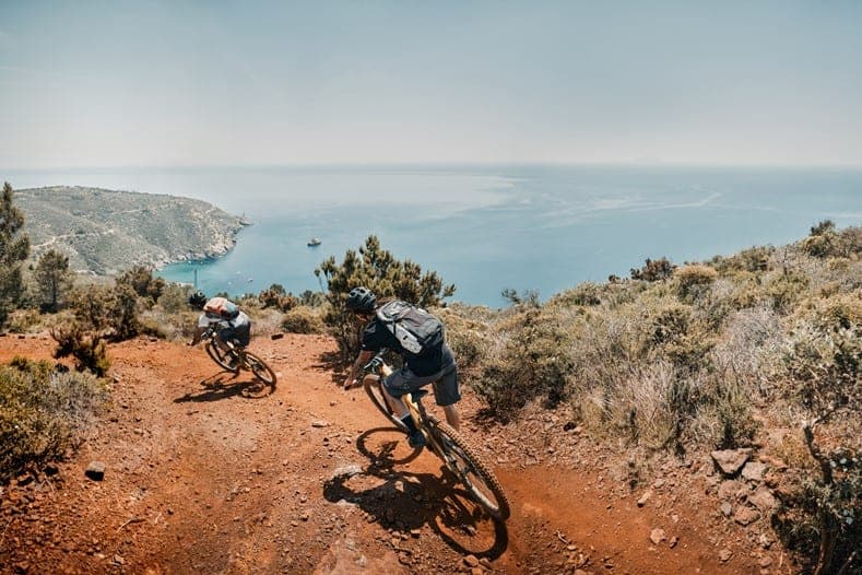 View of the sea from an ancient mine MTB trail in Elba Island