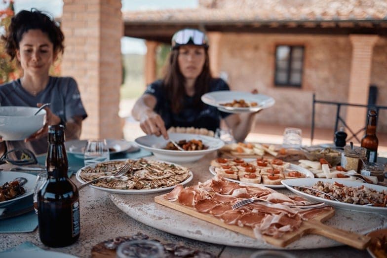 Enjoying a hearty 'mamma's lunch' at an Agristurismo in Massa Maritima