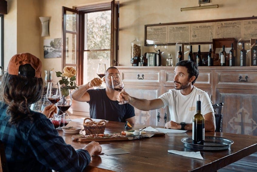 Savoring a glass of Tuscan wine